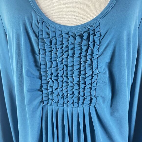 Chadwicks Dress size Extra Large Teal Slinky Stretch Peasant Stretch Modest Boho - Picture 12 of 16